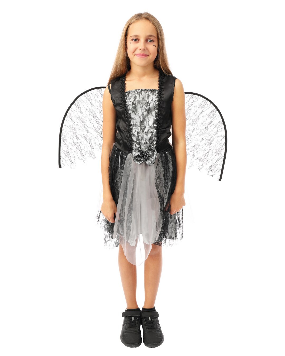 Fallen angel costume - black, grey - girls - 7/9 years