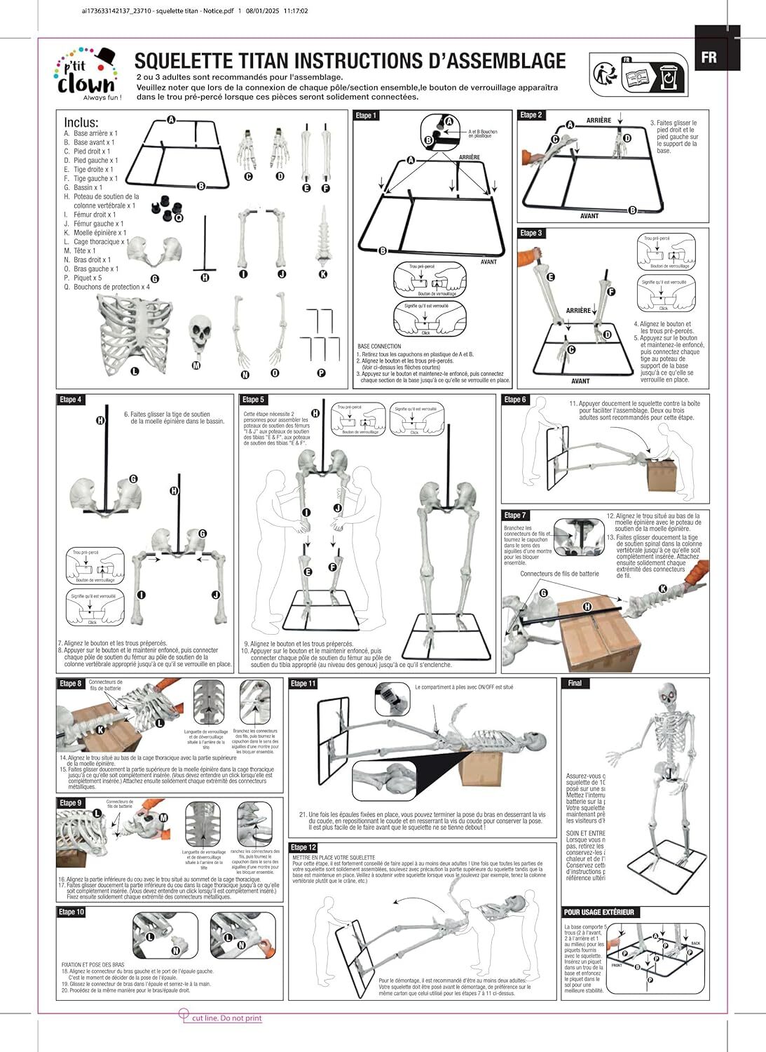 Demi-Lune à Suspendre - PTIT CLOWN - 22264 - Décoration Halloween Lumineuse - Plastique - 40 Cm - Piles Incluses - Maison