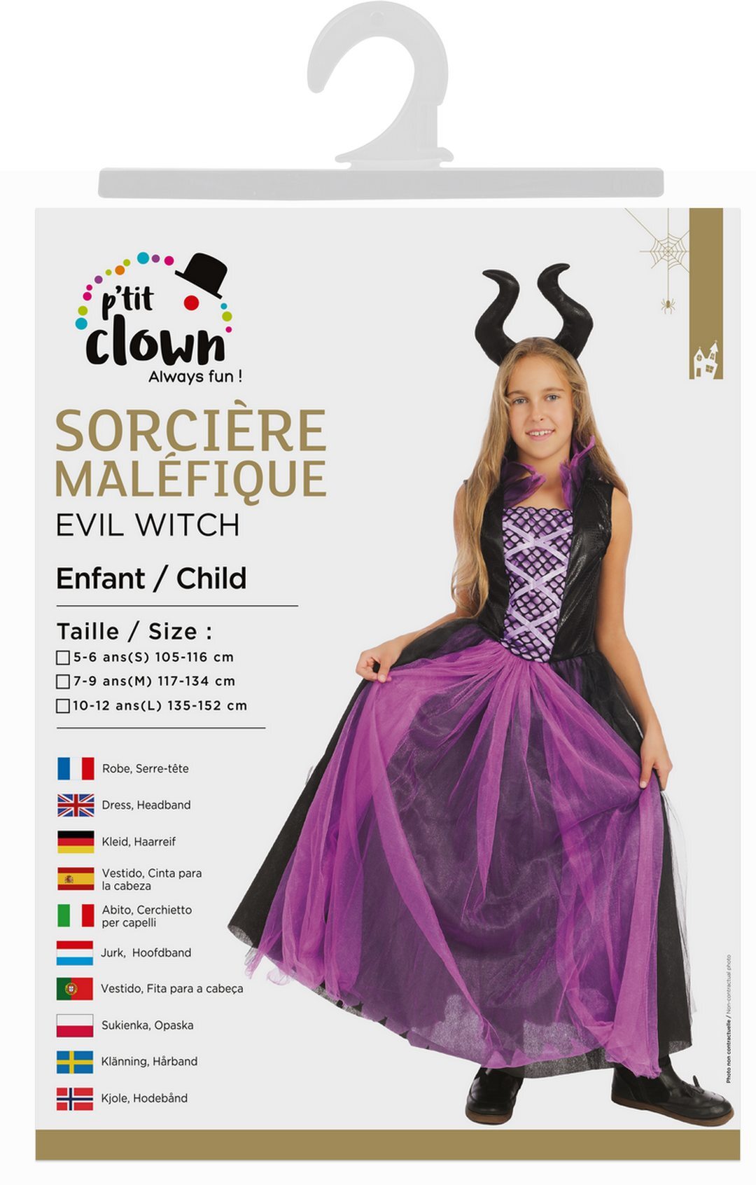 Evil witch costume - black, purple - kids - 10/12 years Evil witch costume - black, purple - kids - 10/12 years
