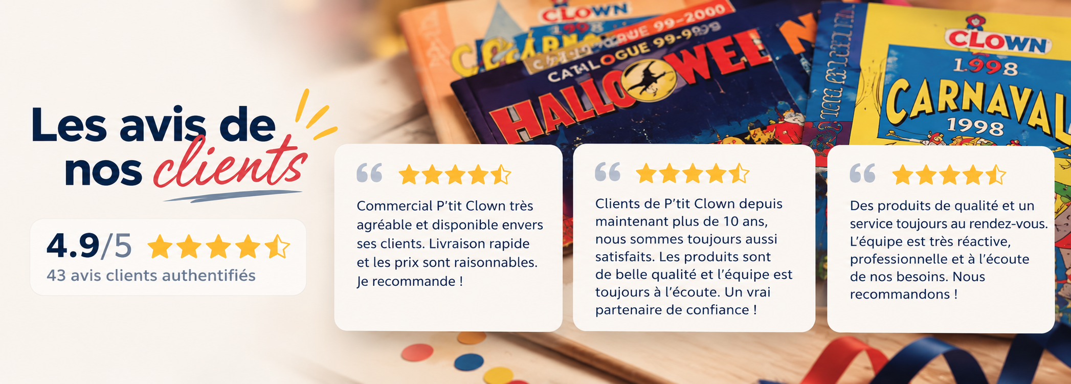 Avis clients sur fond de carnaval