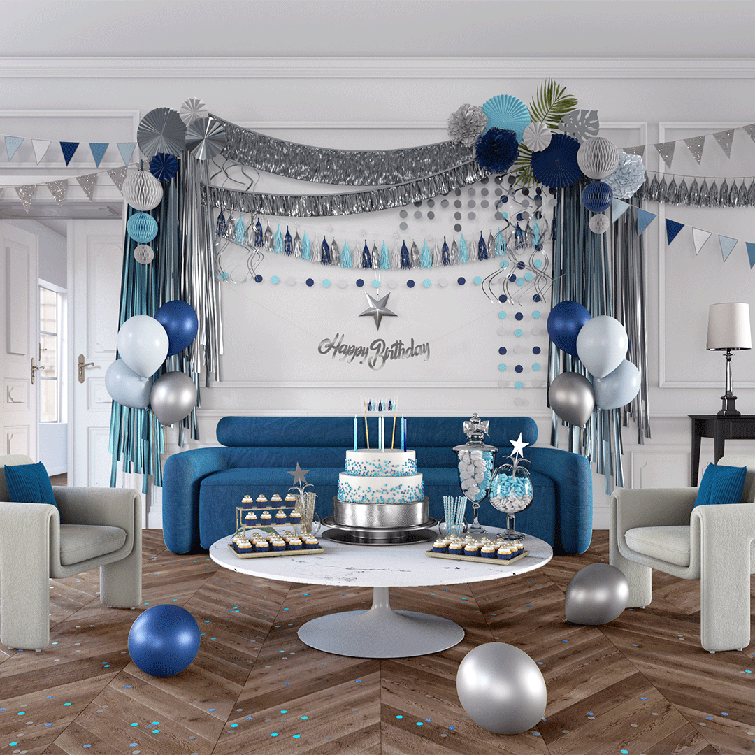 decorations festives bleu