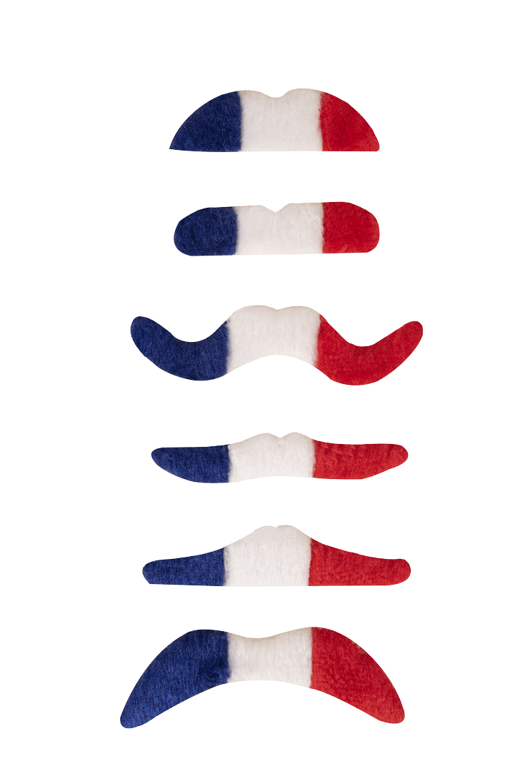 Lot de 6 moustaches bleu blanc rouge