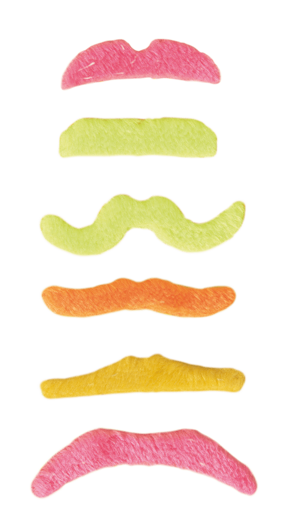 Lot de 6 moustaches fluo