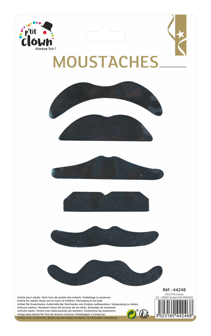 Lot de 6 moustaches noires